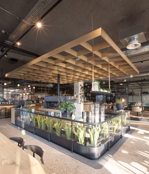 Acoustically treated ceiling